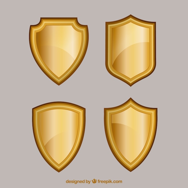 Free Vector pack of golden shields