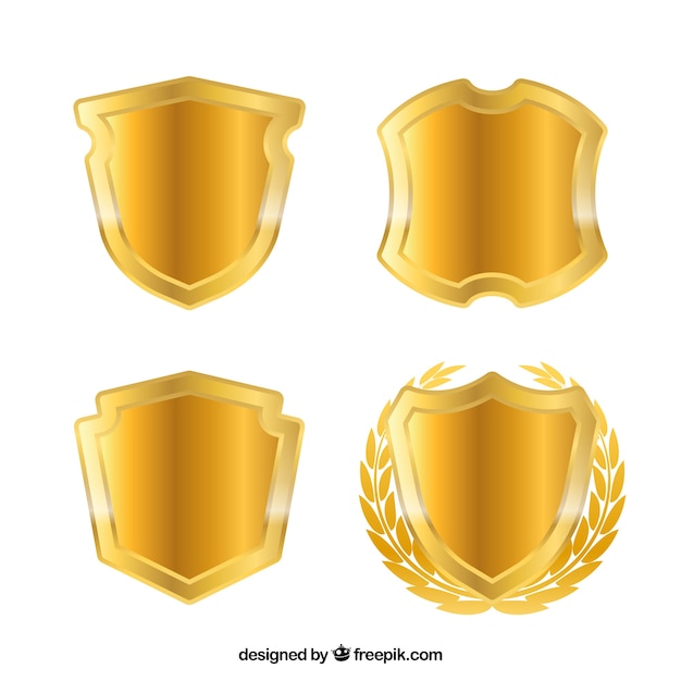 Free Vector pack of golden shields