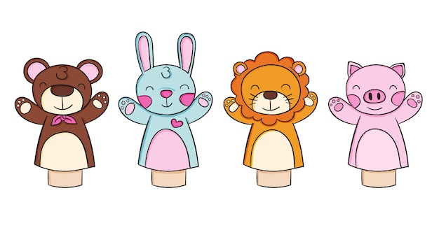 Free vector pack of hand drawn adorable hand puppets