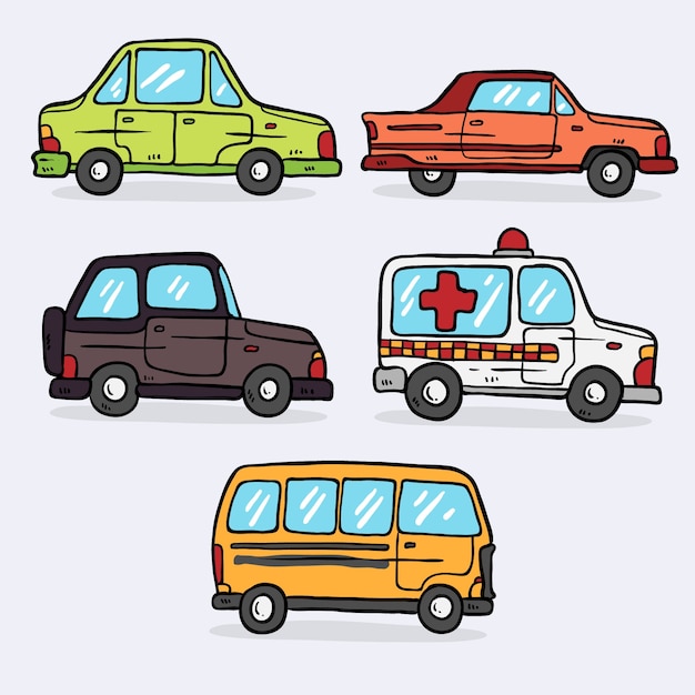 Free Vector pack of hand drawn cars