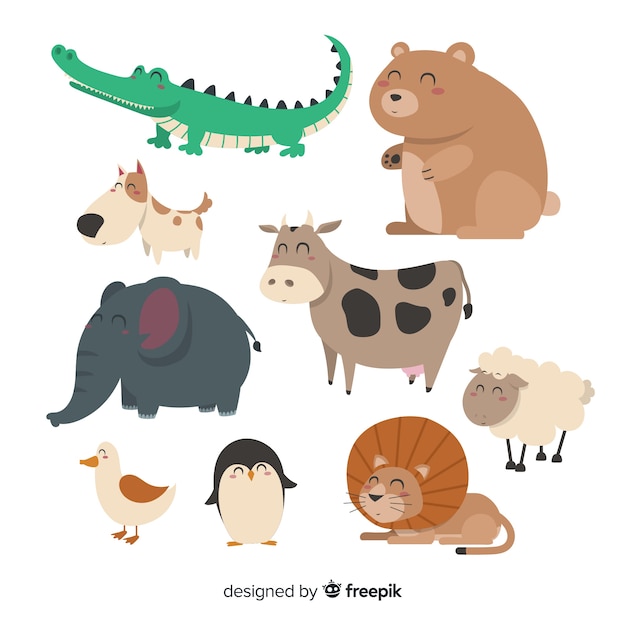 Free Vector pack of hand drawn cute animals