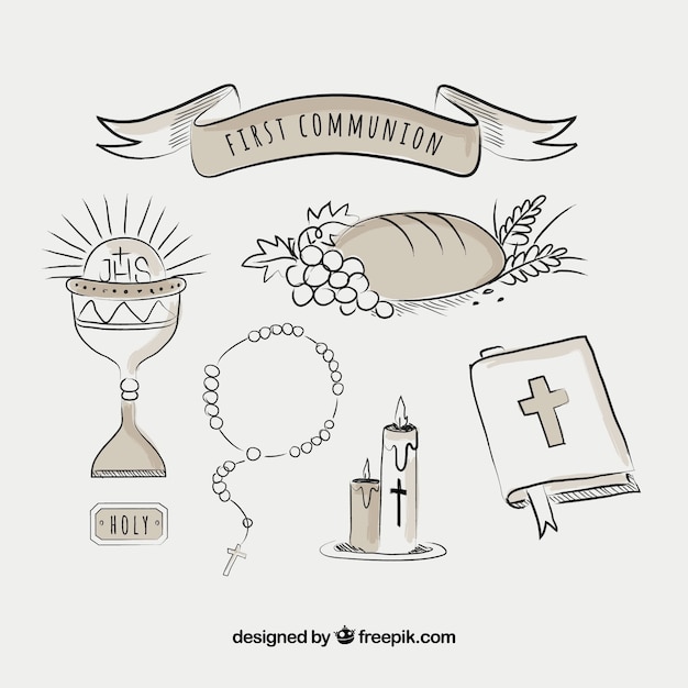 Free Vector pack of hand drawn religious items