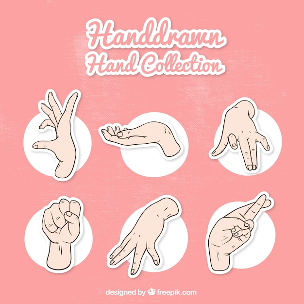 Pack of hands and sign language