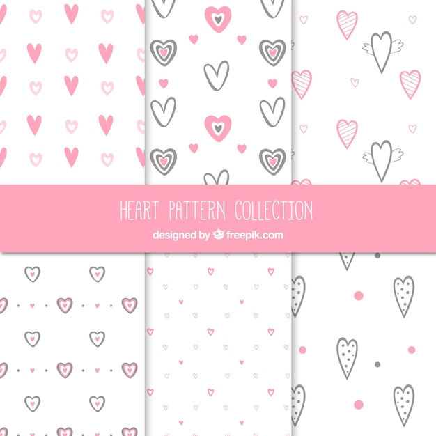 Pack of hearts sketching patterns