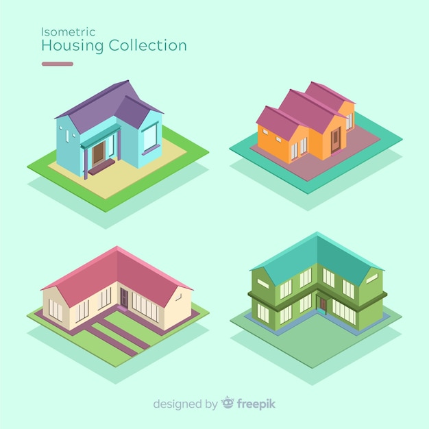 Free Vector pack of isometric houses