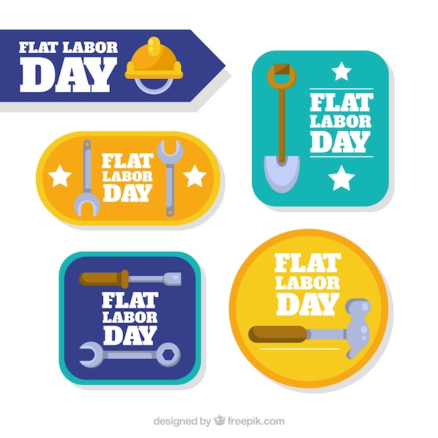 Free Vector pack of labor day stickers 