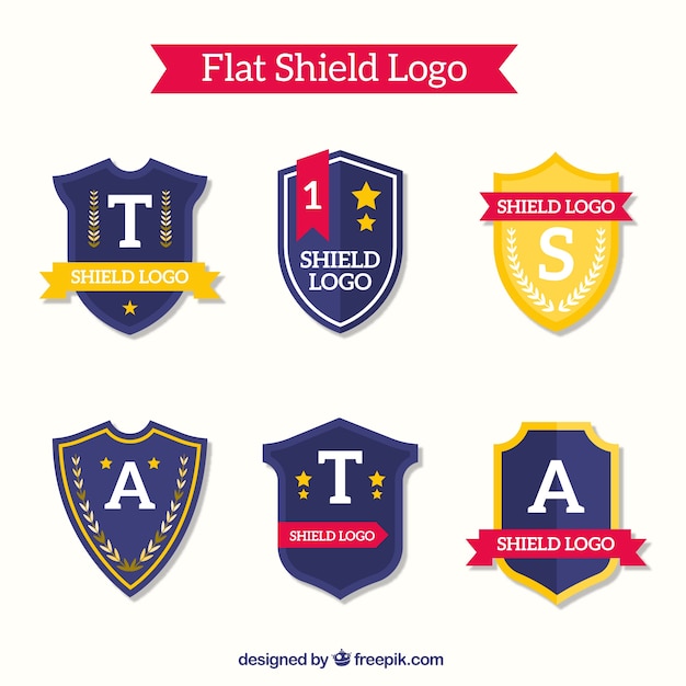 Free vector pack of logos-shield in flat design