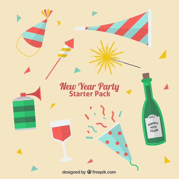 Free Vector pack of party elements for new year