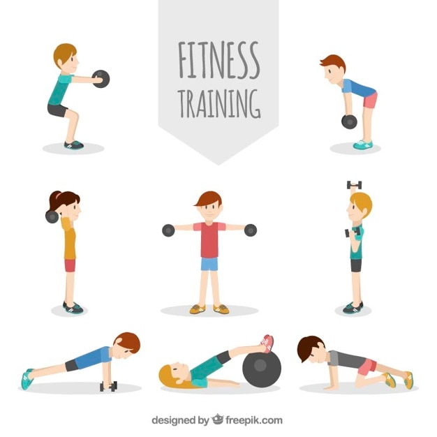 Free vector pack of people exercising in flat design