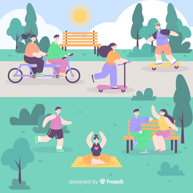 Free Vector pack of people in the park