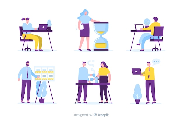 Free Vector pack of people working at the office