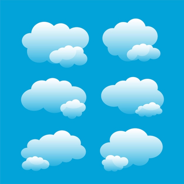 Free Vector pack of realistic cute clouds element for climate space