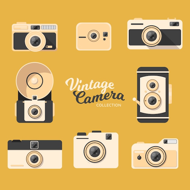 Free Vector pack of retro cameras in flat design