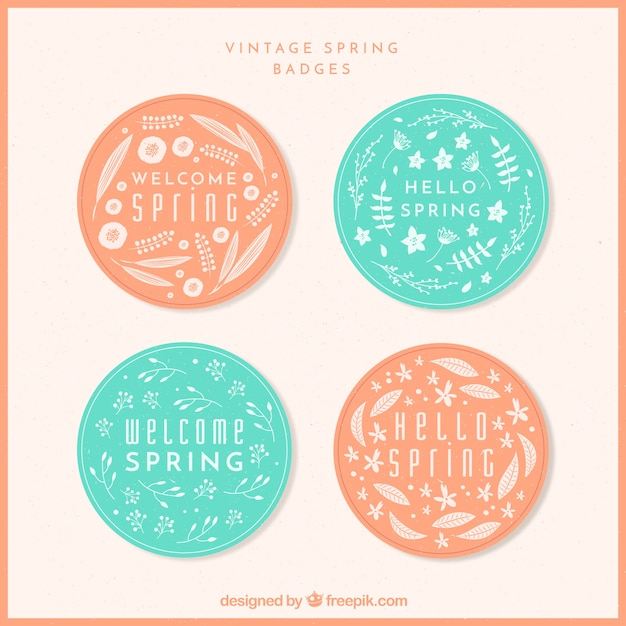 Pack of retro spring stickers