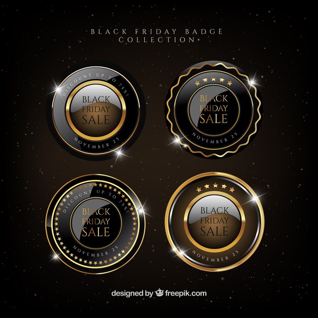 Pack of round badges with golden details