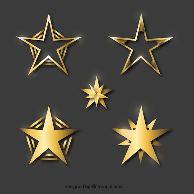 Free Vector pack of shiny golden stars