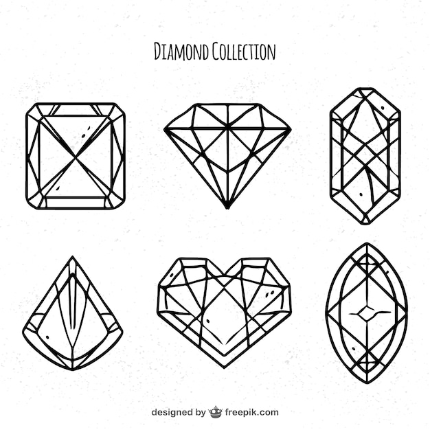 Pack of six linear diamonds