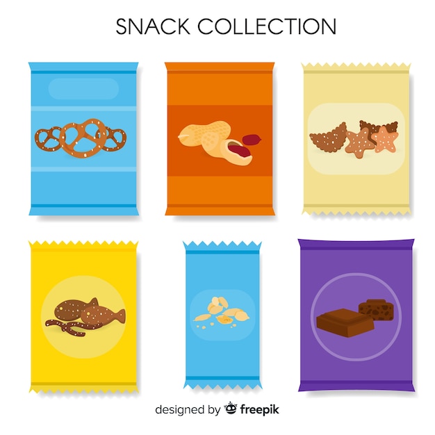 Free vector pack of snacks in flat style