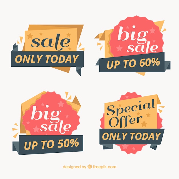 Free vector pack of super labels offers