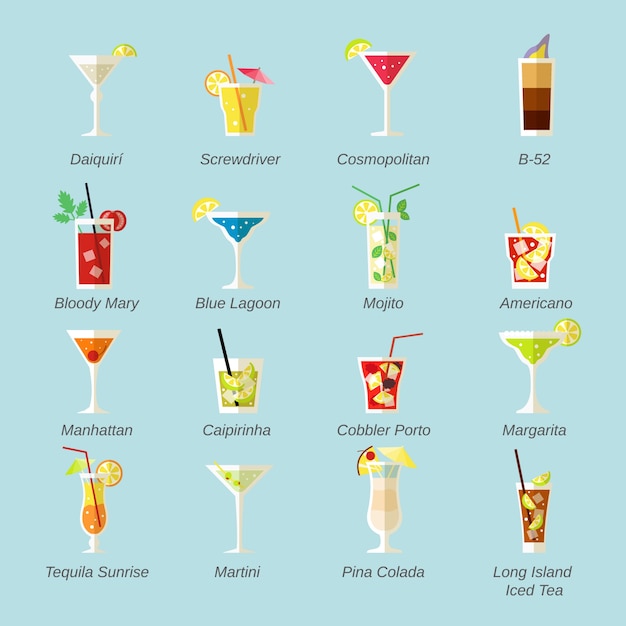 Free Vector pack of tasty cocktails