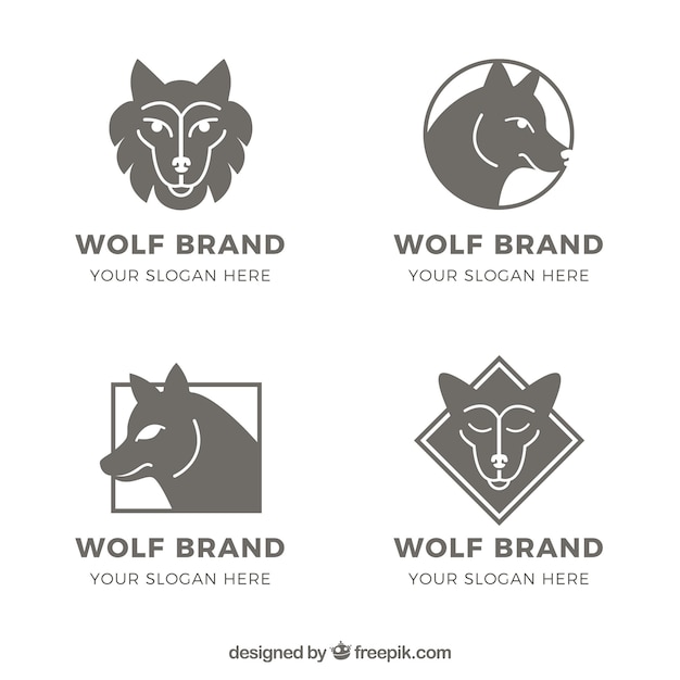 Free Vector pack templates wolf logos 