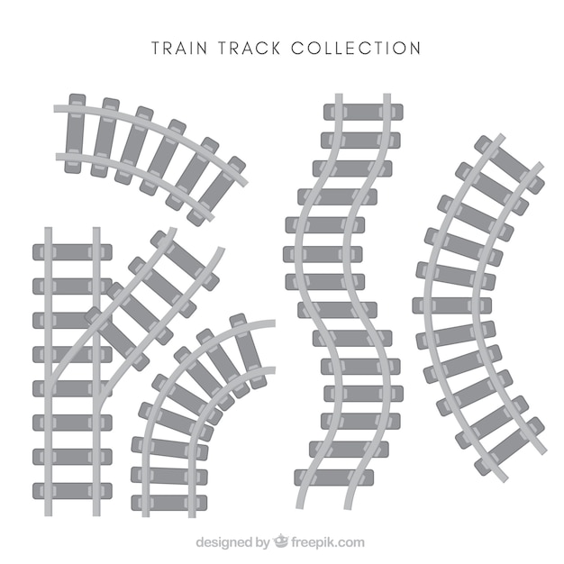 Free Vector pack of train tracks in flat design