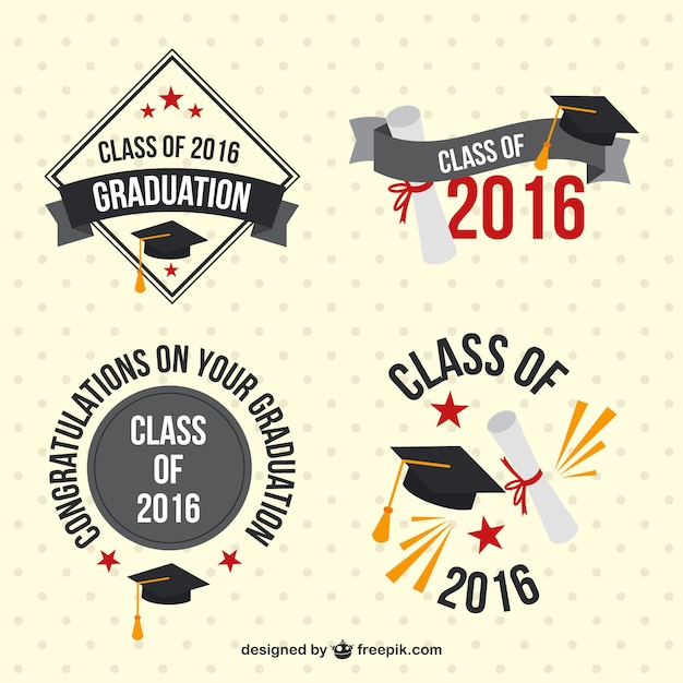 Free Vector pack vintage badges of graduation