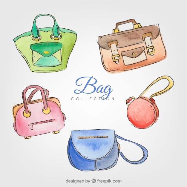 Free Vector pack of watercolor woman's handbags