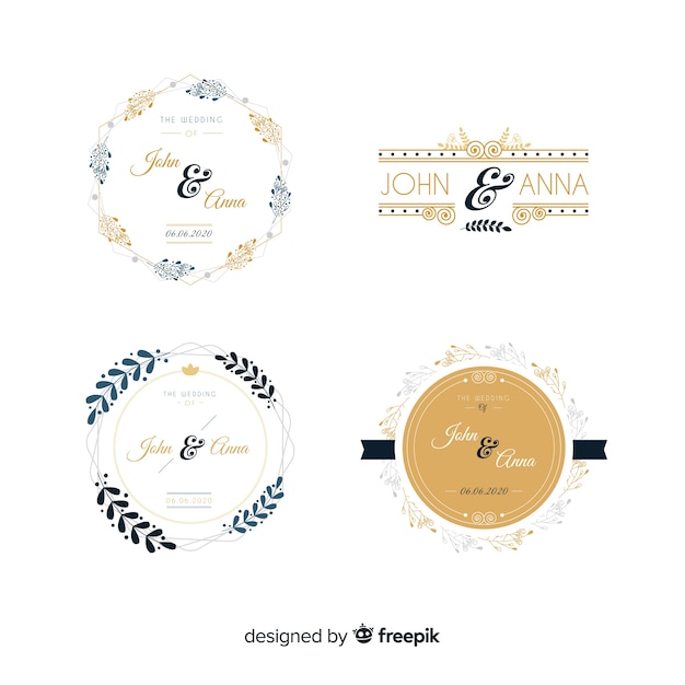 Free Vector pack of wedding monogram logos