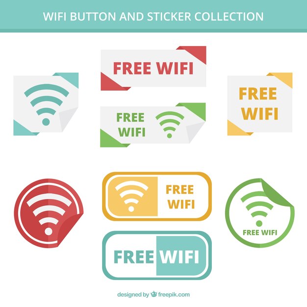 Pack of wifi buttons and stickers