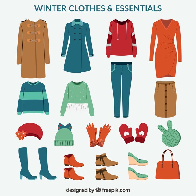 Pack of winter clothes and essentials