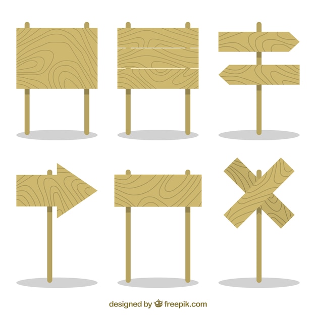 Free Vector pack of wooden posters in flat design