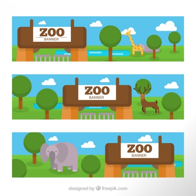 Free Vector pack of zoo banners