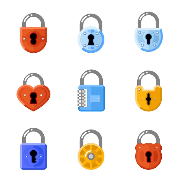 Free Vector padlocks set in flat style