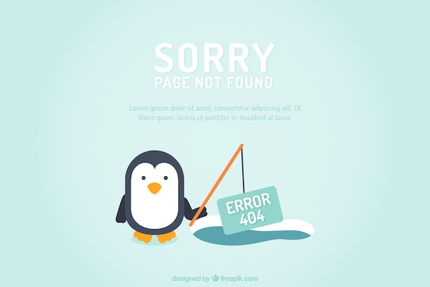 Free Vector page not found background with a penguin