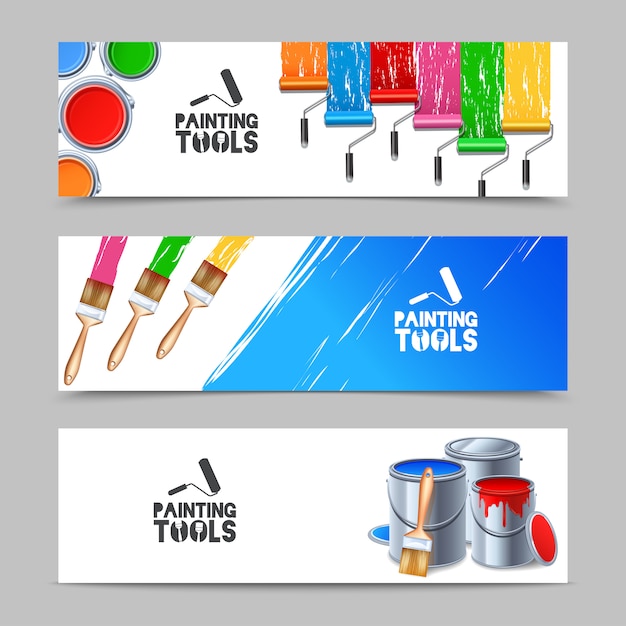 Free vector painting tools banners set
