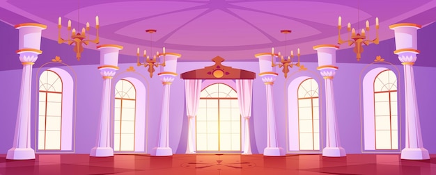 Free Vector palace room royal castle ballroom interior