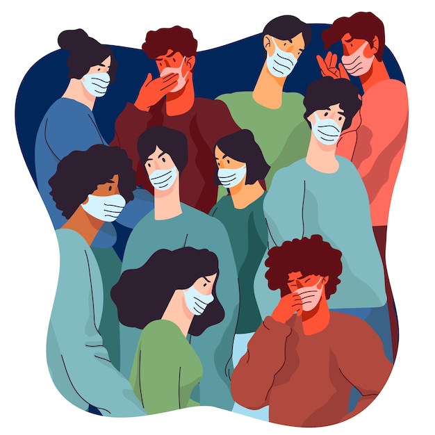 Free Vector pandemic and people in a crowd concept