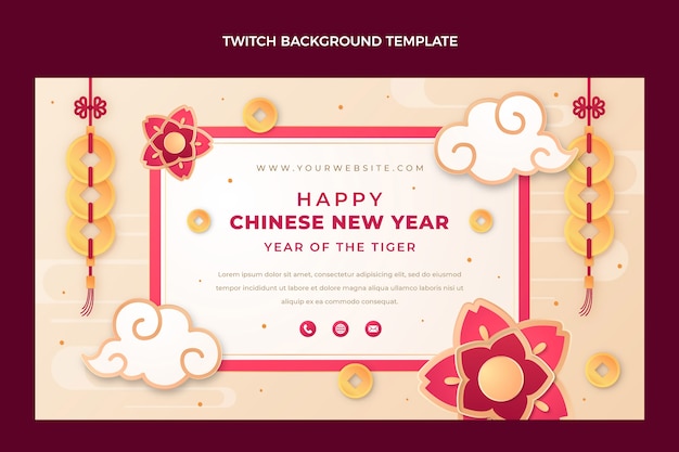 Free Vector paper style chinese new year twitch background