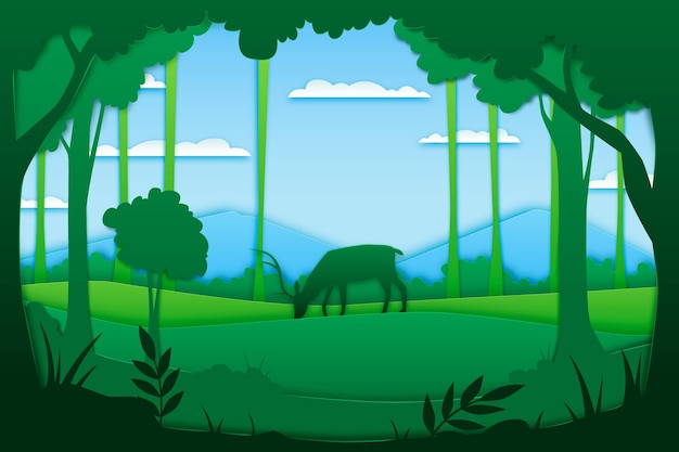 Free Vector paper style forest landscape