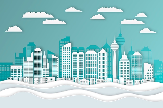 Free vector paper style for landmarks skyline