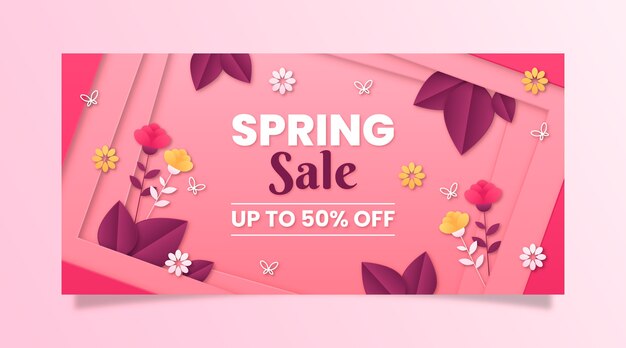 Paper style spring sale horizontal banner