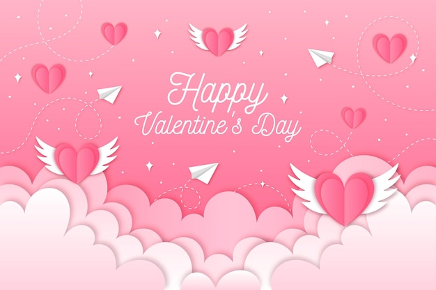 Free vector paper style valentine's day wallpaper