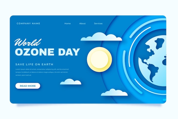 Free Vector paper style world ozone day landing page template