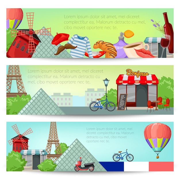 Free Vector paris banner set