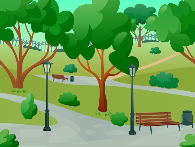 Free Vector park landscape flat