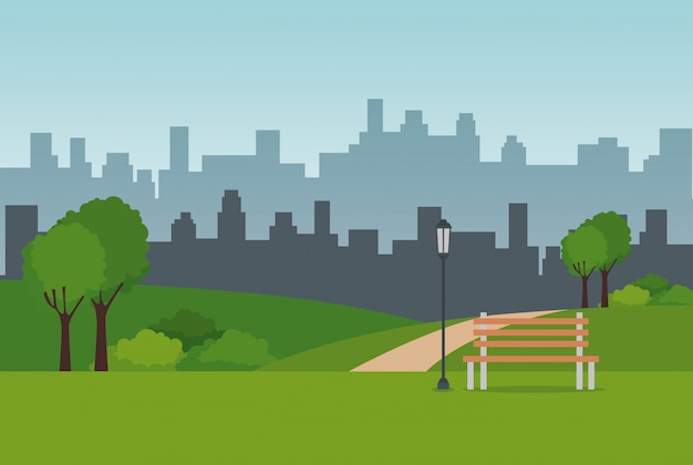 Free vector park landscape scene