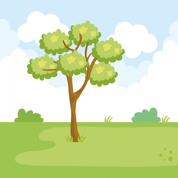 Free Vector park landscape with tree scene