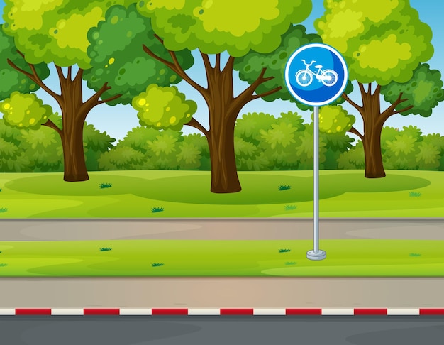 Free vector park scene with bike lane on the road
