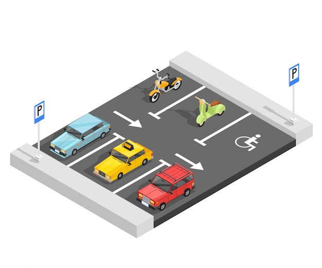 Parking Lot Isometric Composition